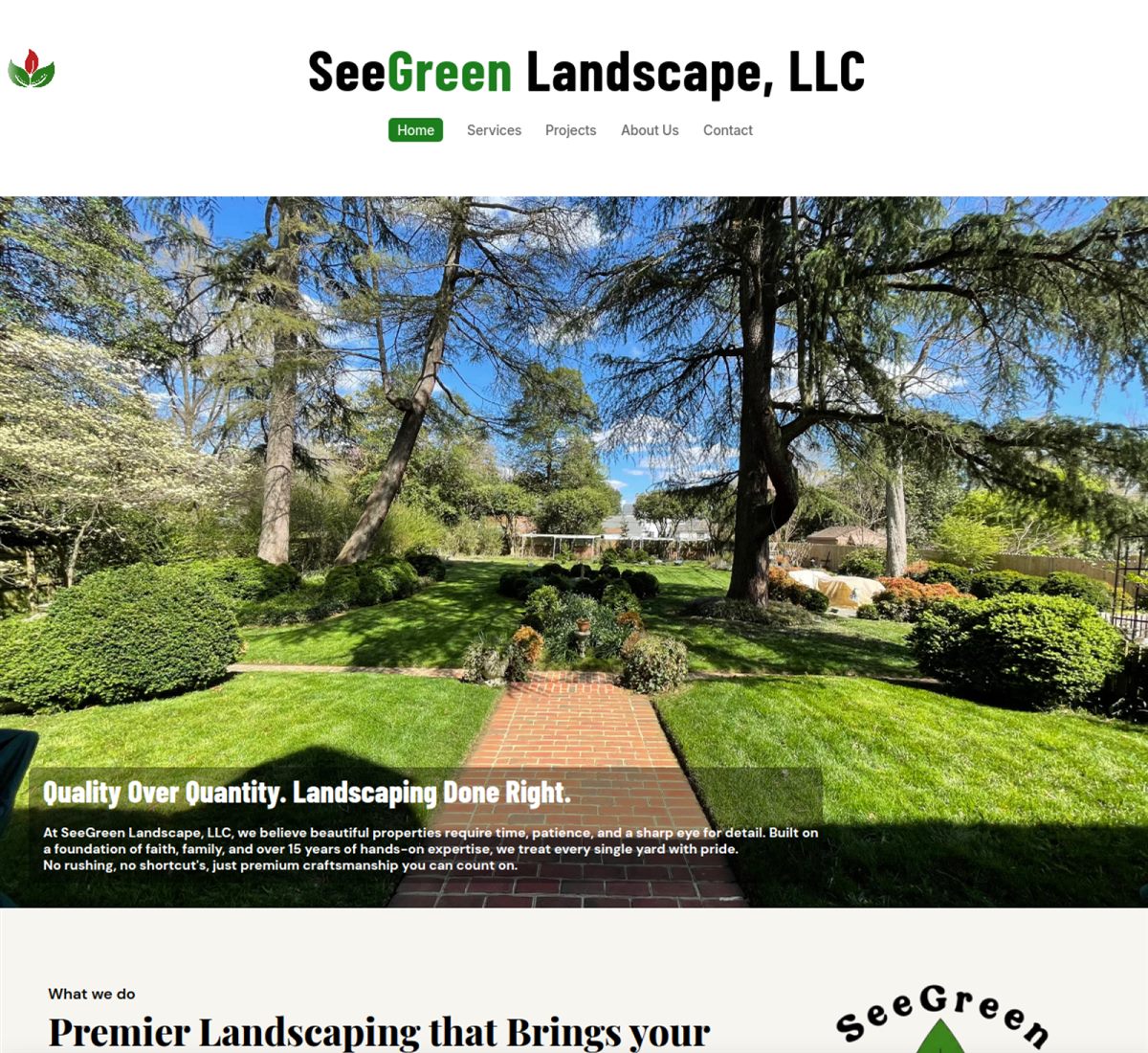 SeeGreen Landscape website built by The Perfect Pivot